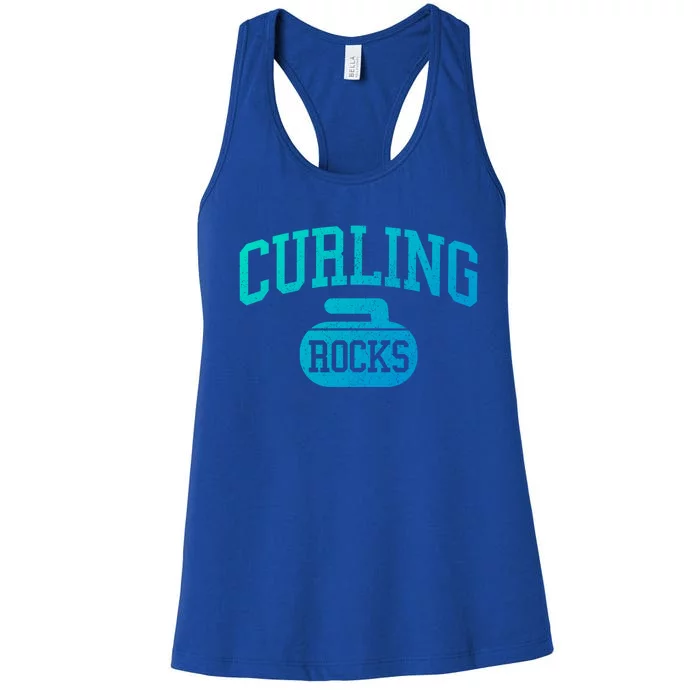 Curling Rocks Funny Winter Sports Gift Women's Racerback Tank