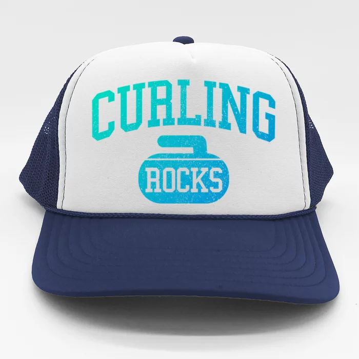 Curling Rocks Funny Winter Sports Gift Trucker Hat