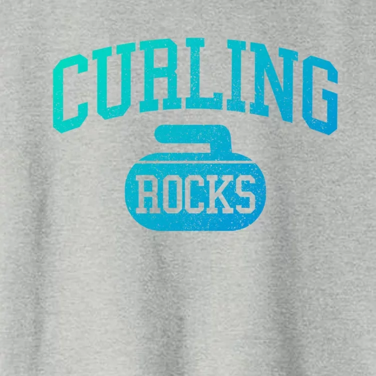 Curling Rocks Funny Winter Sports Gift Women's Crop Top Tee