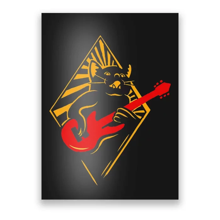 Cat Rocker Funny Kitty Plays Guitar Rockstar Cats Guitarist Poster