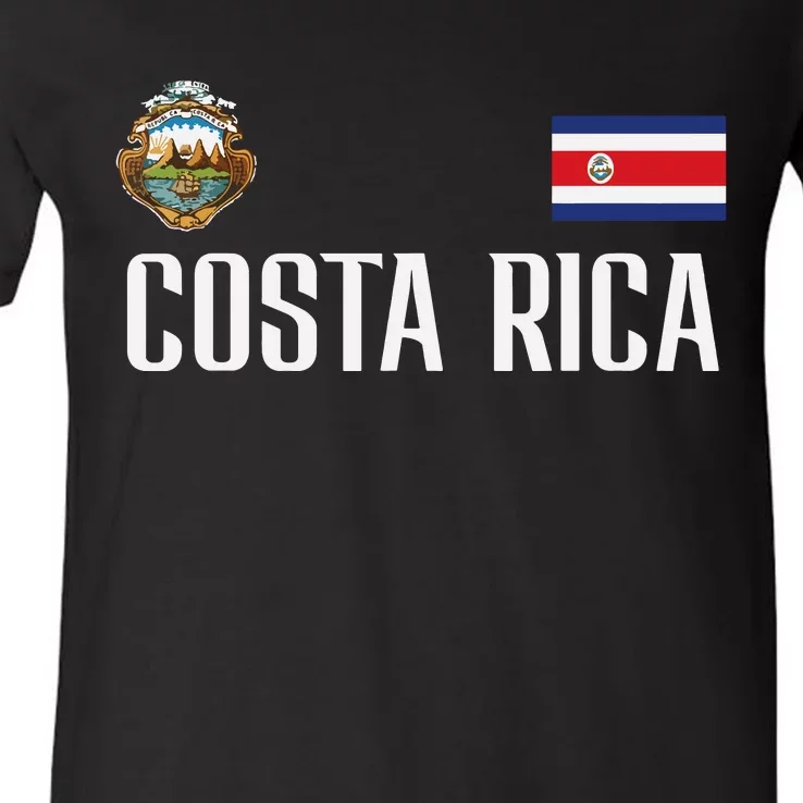 Costa Rica Flag Football Soccer Fan Women V-Neck T-Shirt