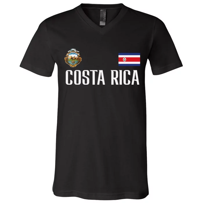 Costa Rica Flag Football Soccer Fan Women V-Neck T-Shirt