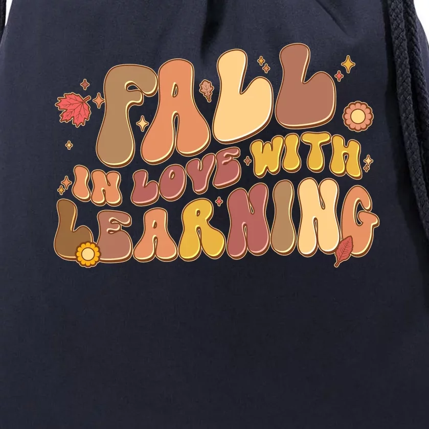 Cute Retro Fall In Love With Learning Drawstring Bag