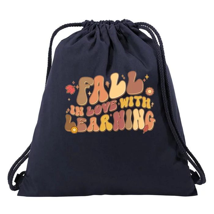 Cute Retro Fall In Love With Learning Drawstring Bag