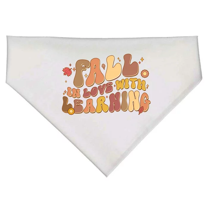 Cute Retro Fall In Love With Learning USA-Made Doggie Bandana