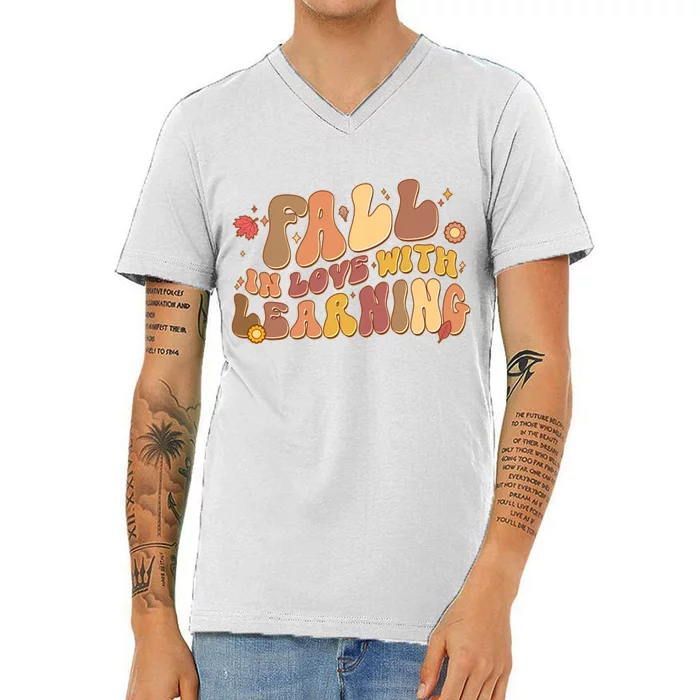 Cute Retro Fall In Love With Learning V-Neck T-Shirt