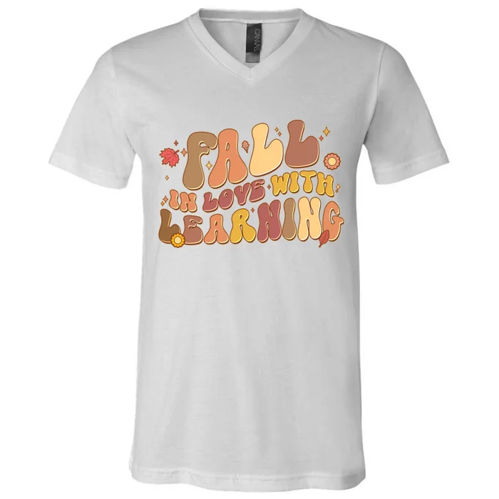 Cute Retro Fall In Love With Learning V-Neck T-Shirt