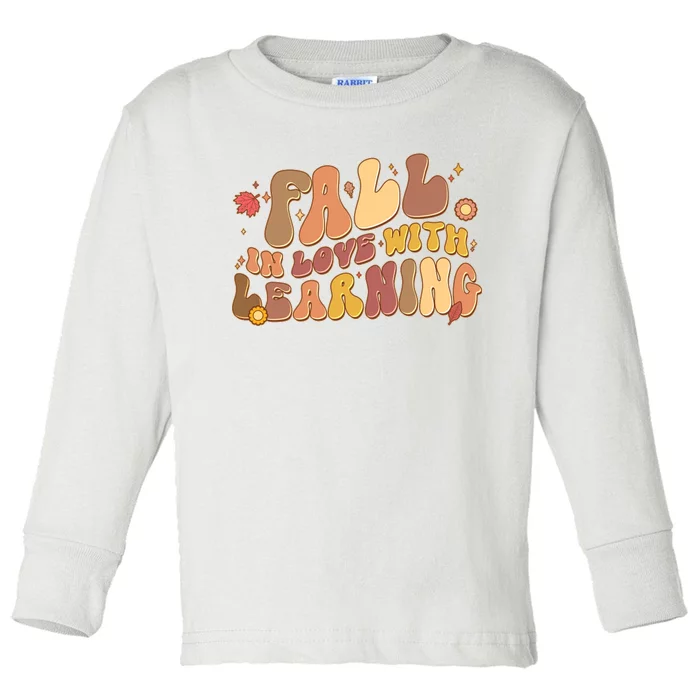 Cute Retro Fall In Love With Learning Toddler Long Sleeve Shirt