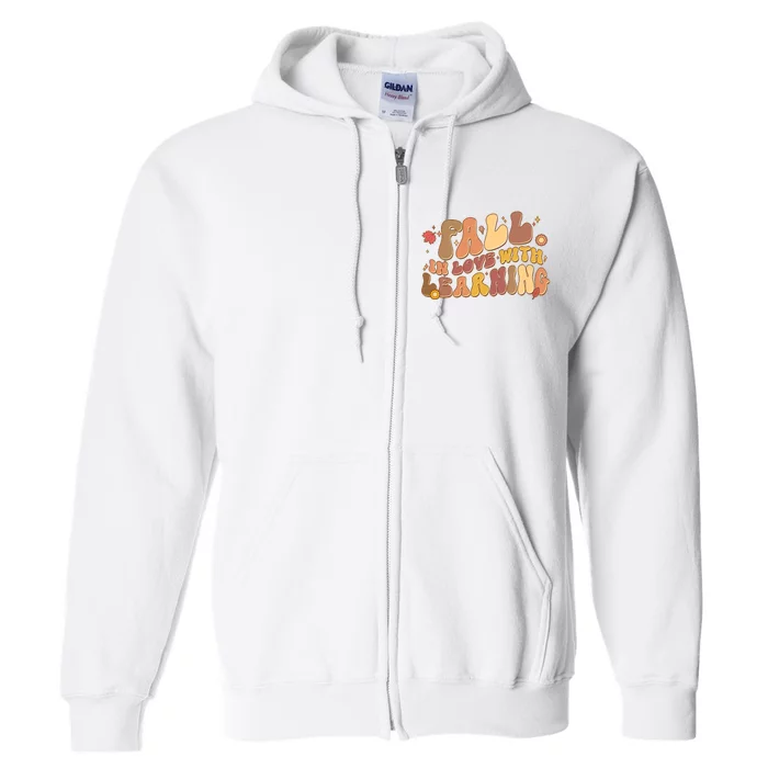 Cute Retro Fall In Love With Learning Full Zip Hoodie