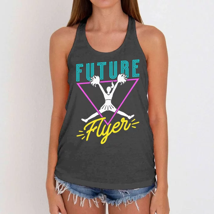 Cheerleading Retro Future Flyer Women's Knotted Racerback Tank