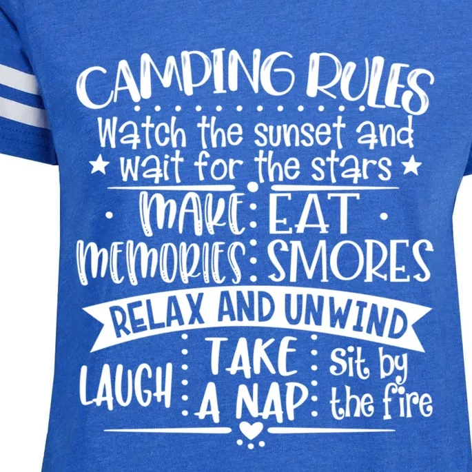 Camping Rules Funny Outdoor Camp Graphic Best Camping Great Gift Enza Ladies Jersey Football T-Shirt