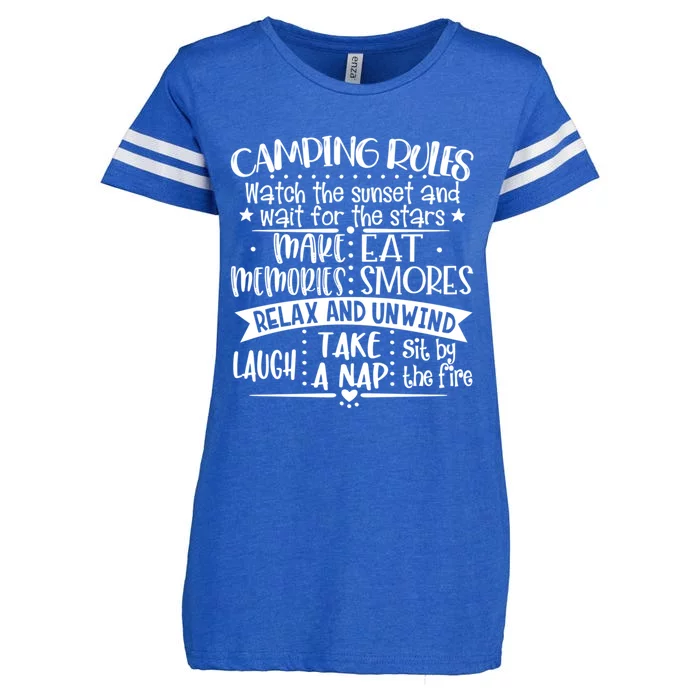 Camping Rules Funny Outdoor Camp Graphic Best Camping Great Gift Enza Ladies Jersey Football T-Shirt