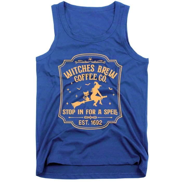 Cute Retro Funny Fall Halloween Witch Coffee Brew Witches Gift Tank Top