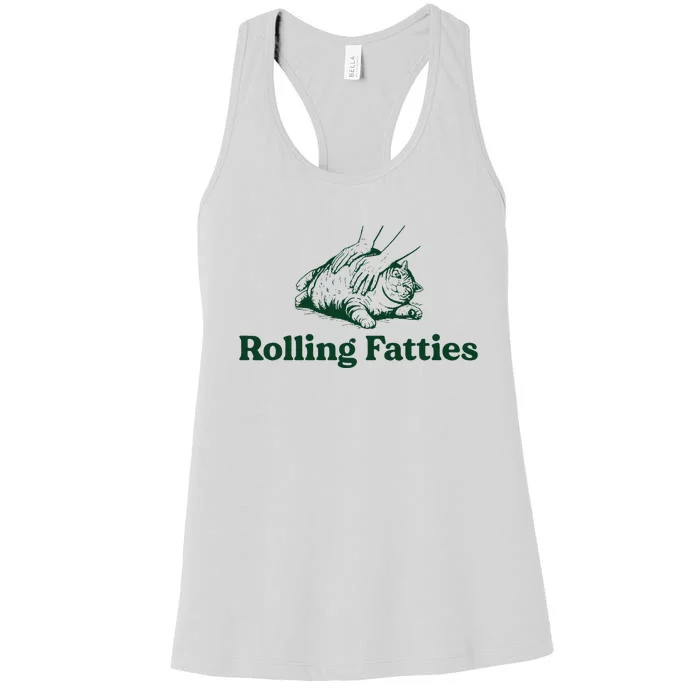 Cat Rolling Fatties Funny Women's Racerback Tank