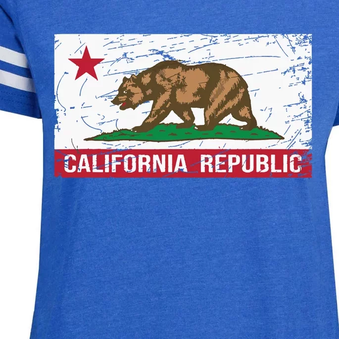 California Republic Flag Ca Distressed Design Classic Enza Ladies Jersey Football T-Shirt