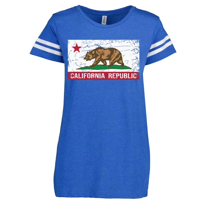 California Republic Flag Ca Distressed Design Classic Enza Ladies Jersey Football T-Shirt