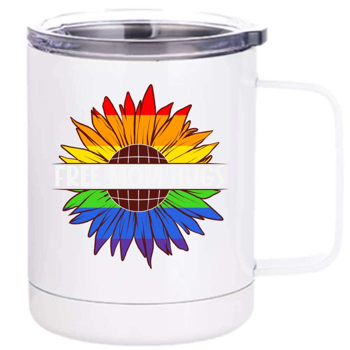 Colorful Rainbow Free Mom Hugs Lgbt Lgbtq Gift Front & Back 12oz Stainless Steel Tumbler Cup