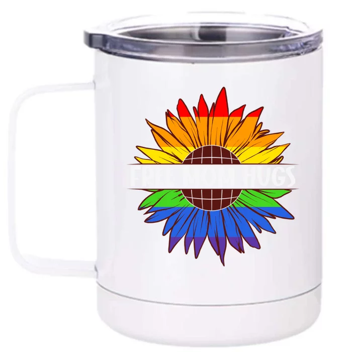 Colorful Rainbow Free Mom Hugs Lgbt Lgbtq Gift Front & Back 12oz Stainless Steel Tumbler Cup