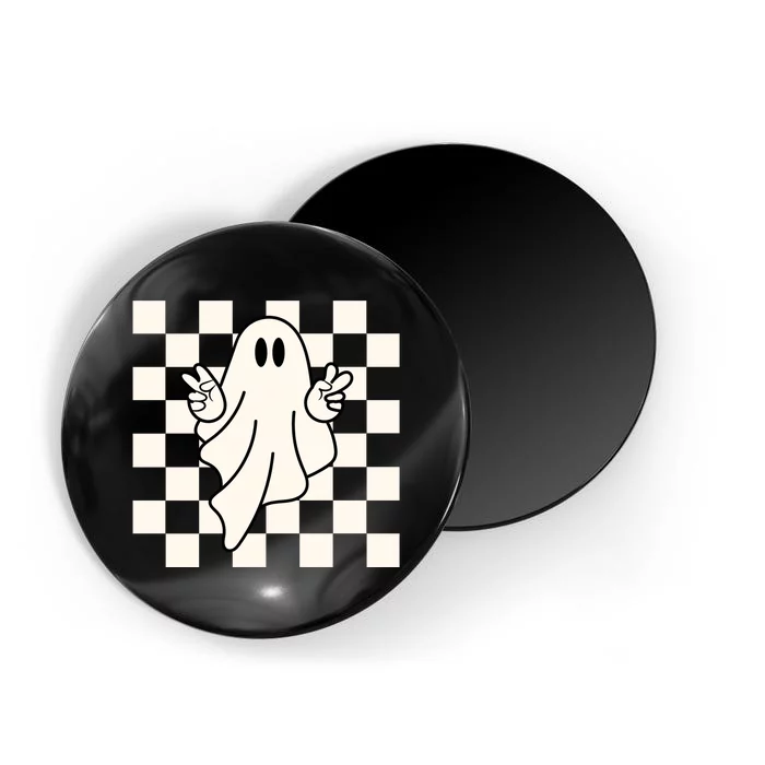 Cute Retro Ghost Peace Sign Halloween Magnet