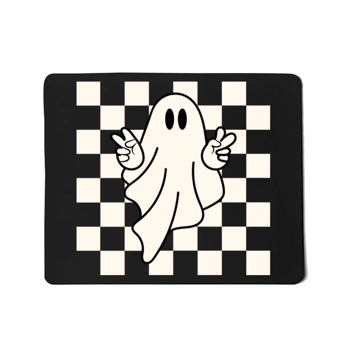 Cute Retro Ghost Peace Sign Halloween Mousepad