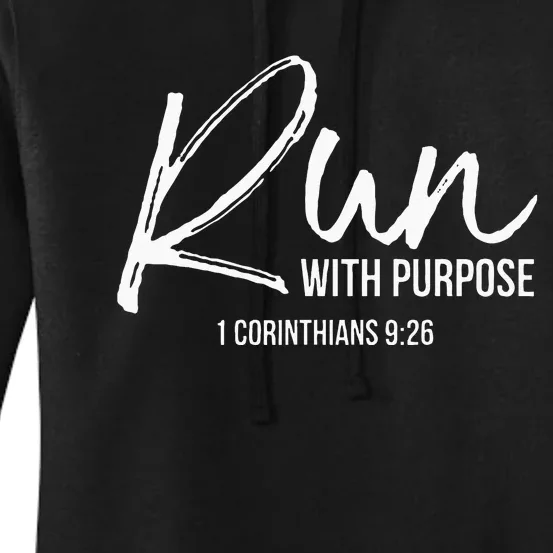 Christian Runner Gift Running Gear Run With Purpose Quote Women's Pullover Hoodie