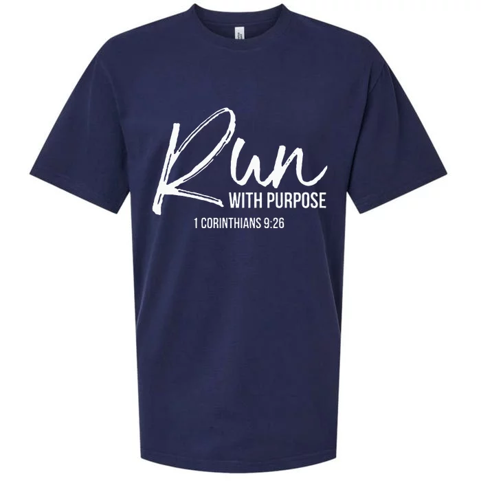 Christian Runner Gift Running Gear Run With Purpose Quote Sueded Cloud Jersey T-Shirt