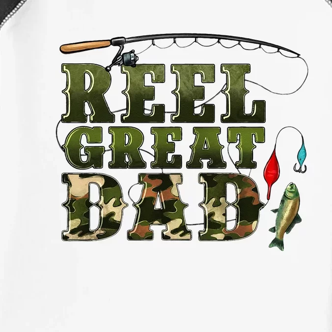 Camouflage Reel Great Dad Fishing Happy Fathers Day Infant Baby Jersey Bodysuit