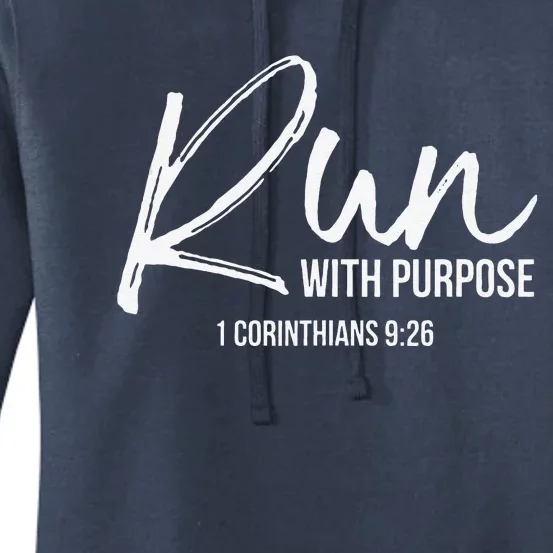 Christian Runner Gift Running Gear Run With Purpose Quote Women's Pullover Hoodie