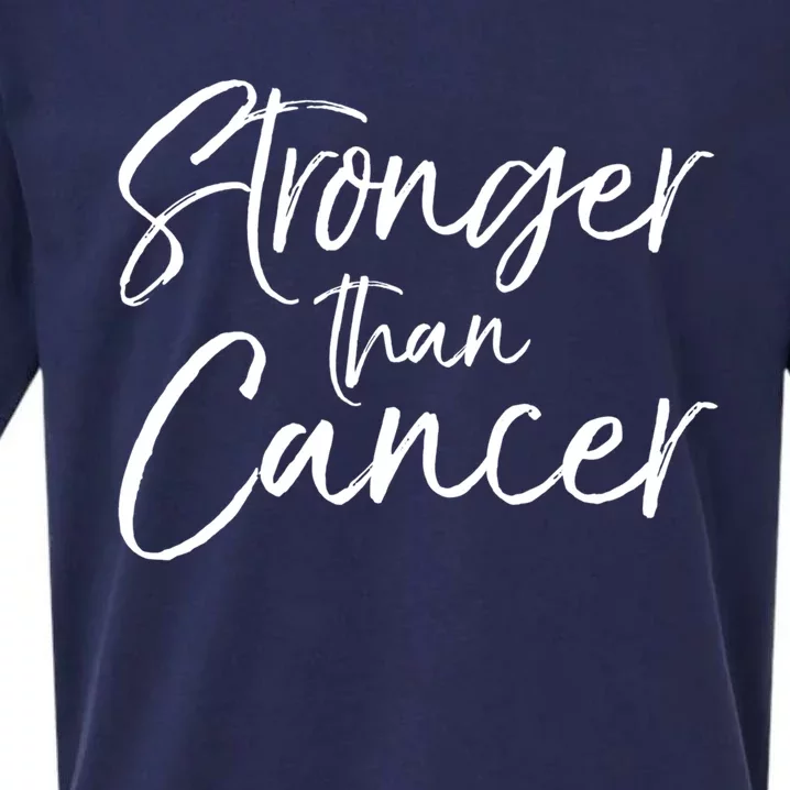 Cancer Remission Gift Cute Stronger Than Cancer Gift Sueded Cloud Jersey T-Shirt