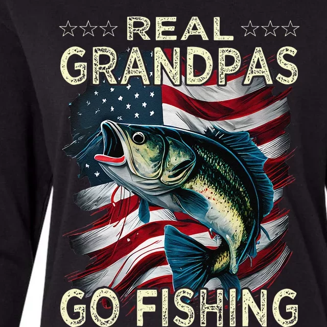 Cute Real Grandpas Go Fishing Largemouth Bass Womens Cotton Relaxed Long Sleeve T-Shirt