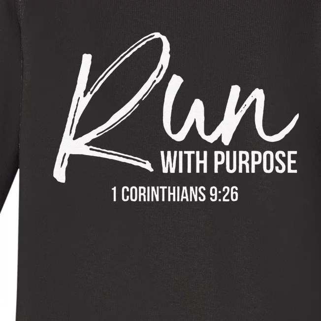 Christian Runner Gift Running Gear Run With Purpose Quote Baby Long Sleeve Bodysuit