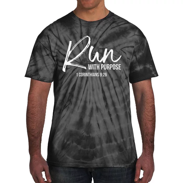 Christian Runner Gift Running Gear Run With Purpose Quote Tie-Dye T-Shirt