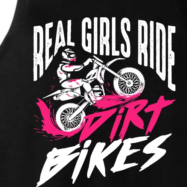 Cute Real Girl Ride Dirt Bikes | Funny Motorbike Racer Gift Ladies Tri-Blend Wicking Tank