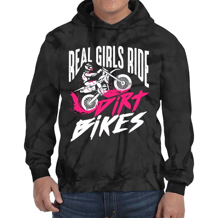 Cute Real Girl Ride Dirt Bikes | Funny Motorbike Racer Gift Tie Dye Hoodie