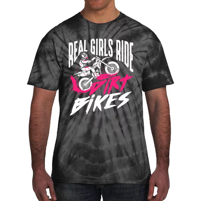 Cute Real Girl Ride Dirt Bikes | Funny Motorbike Racer Gift Tie-Dye T-Shirt