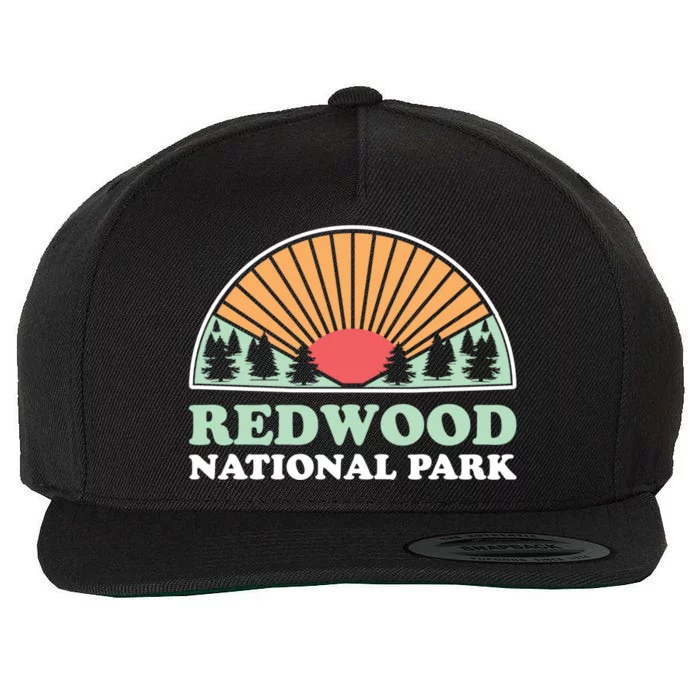 California Retro Great Gift Vintage Redwood National Park Gift Wool Snapback Cap