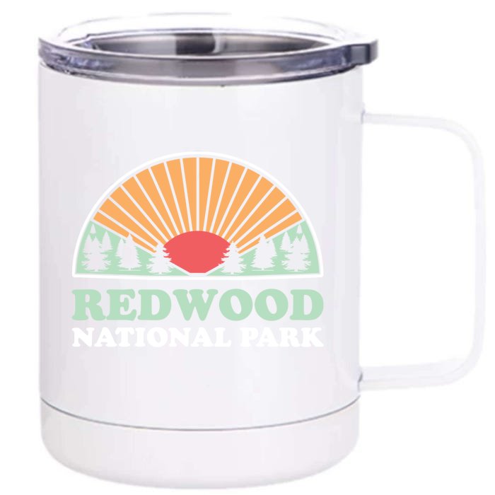 California Retro Great Gift Vintage Redwood National Park Gift Front & Back 12oz Stainless Steel Tumbler Cup