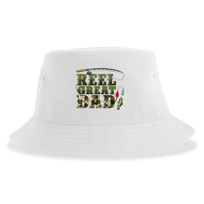 Camouflage Reel Great Dad Fishing Happy Fathers Day Sustainable Bucket Hat