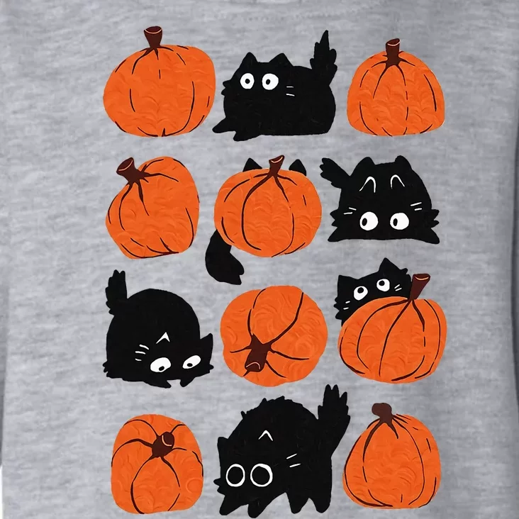 Cats Retro Groovy Pumpkin Halloween Thanksgiving Toddler Hoodie