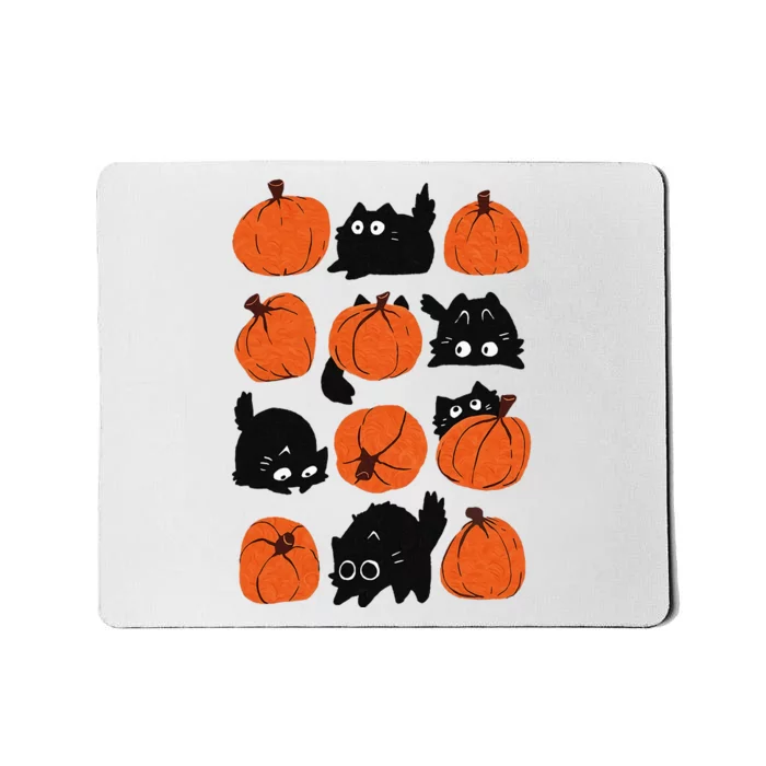 Cats Retro Groovy Pumpkin Halloween Thanksgiving Mousepad