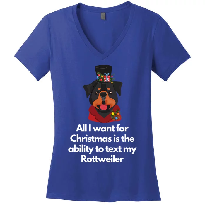 Christmas Rottweiler Gift Women's V-Neck T-Shirt