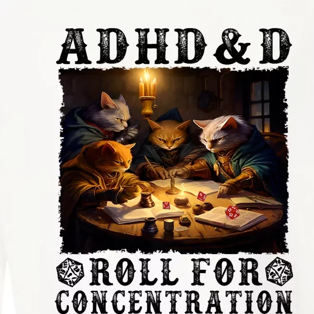 Cats Rpg Gamer Roll For Concentration Funny Quote Apparel Cropped Pullover Crew