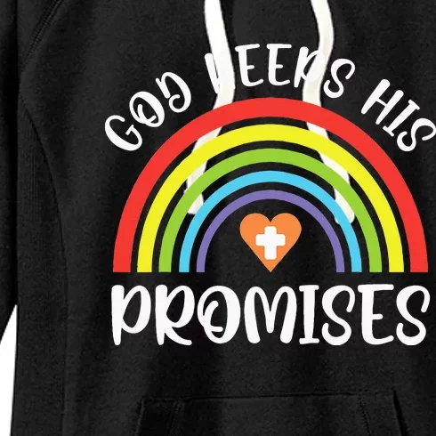 Christian Rainbow God Keeps His Promises Bible Noah Women's Fleece Hoodie