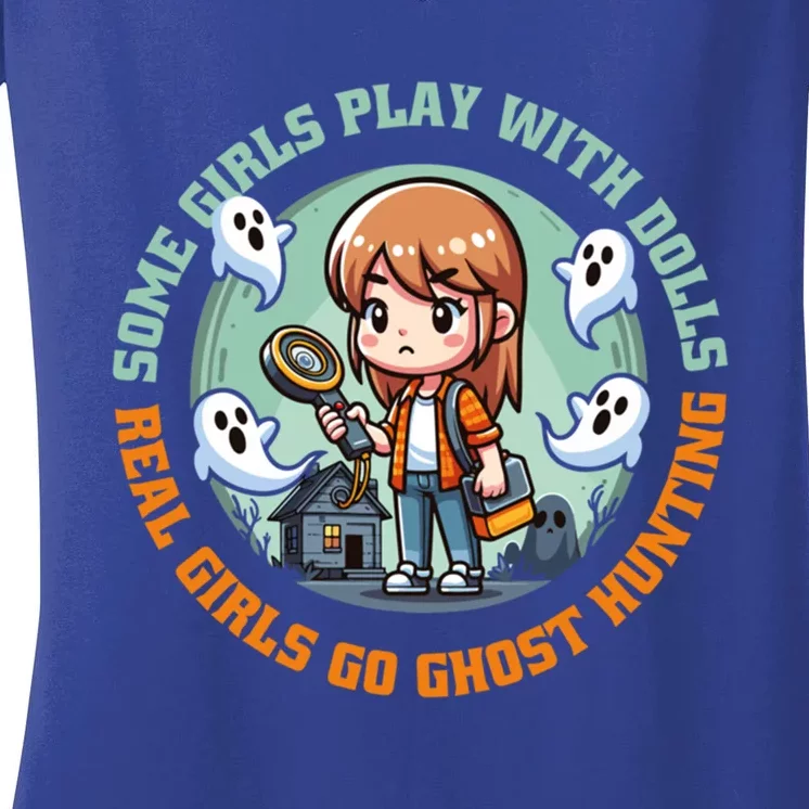 Cute Redhead Ghost Hunting Design Humor Gift Women's V-Neck T-Shirt