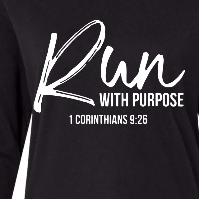 Christian Runner Gift Running Gear Run With Purpose Quote Womens Cotton Relaxed Long Sleeve T-Shirt