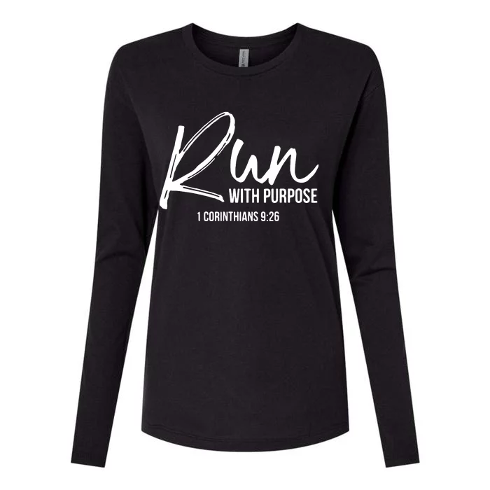 Christian Runner Gift Running Gear Run With Purpose Quote Womens Cotton Relaxed Long Sleeve T-Shirt