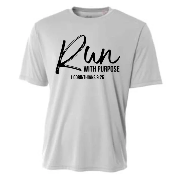 Christian Runner Gift Running Gear Run With Purpose Quote Cooling Performance Crew T-Shirt