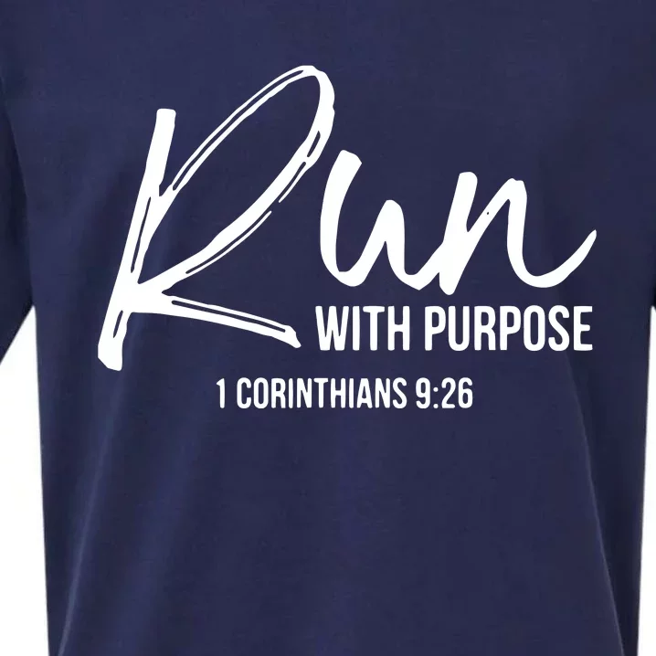 Christian Runner Gift Running Gear Run With Purpose Quote Sueded Cloud Jersey T-Shirt