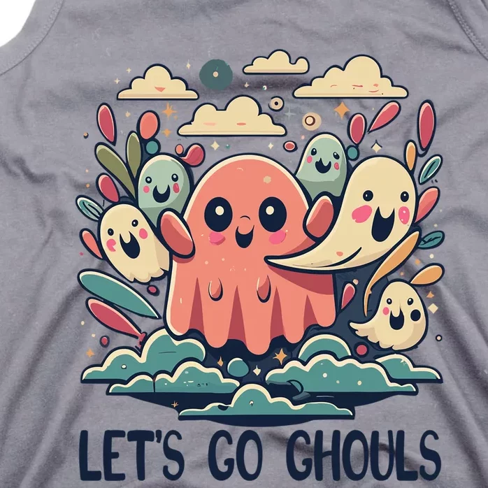 Cute Retro Ghosts Lets Go Ghouls Halloween Gift Tank Top