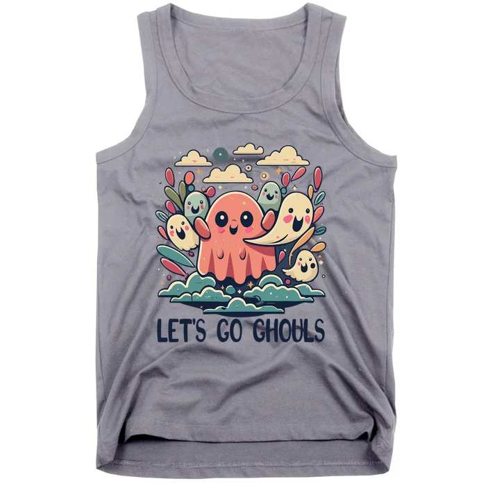 Cute Retro Ghosts Lets Go Ghouls Halloween Gift Tank Top